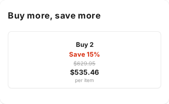 A bulk offer on a product page, with tier tiles and per-item prices