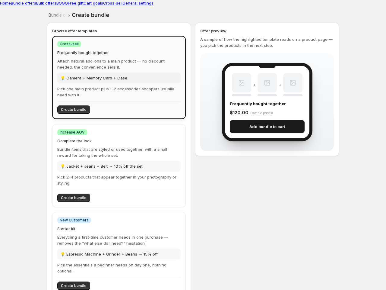 The bundle template gallery